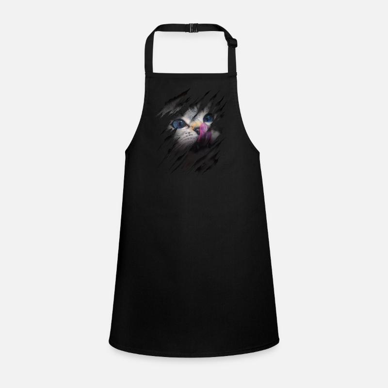 Cat with scratch - Cat face Scratch Cat - Children's Apron - black