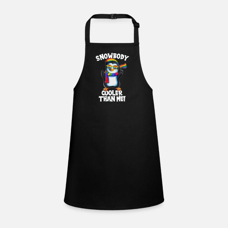 Pingouin drapeau arc-en-ciel avec écharpe Dicton cool Tablier Enfant
