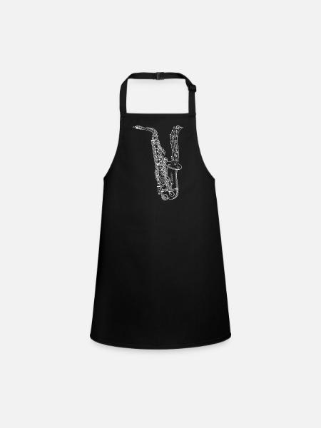Saxophone With Music Notes - Saxophone Player - Schürze für Kinder - Schwarz - Vorne
