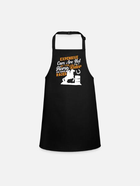 I am a rider and barrel racer - Barrel - Children's Apron - black - Front