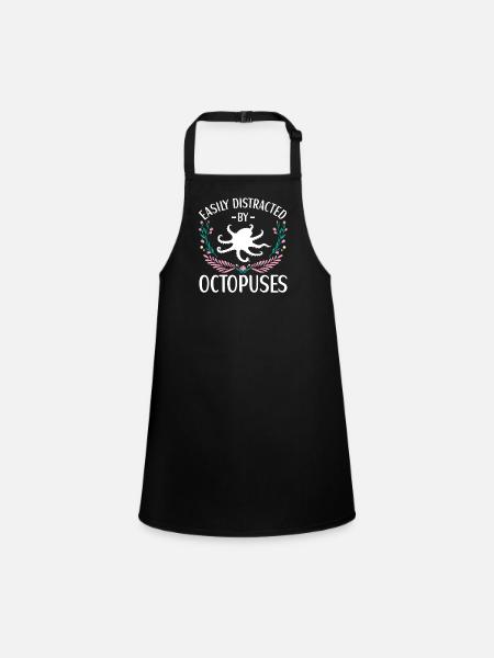 Octopus Outfit Octopus Octopus - Children's Apron - black - Front