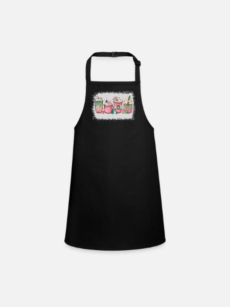 Tasse de chocolat chaud menthe poivrée Moka - Tablier Enfant - noir - Devant