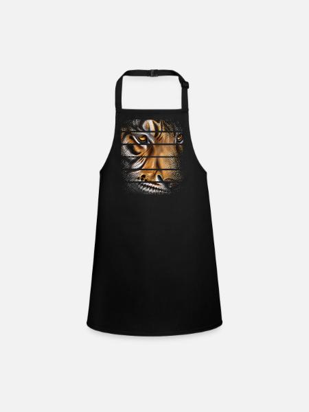 Tiger - Schürze für Kinder - Schwarz - Vorne