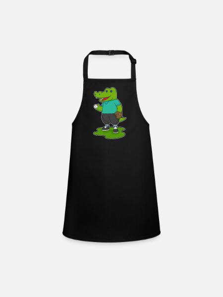 Gant de baseball en crocodile - Tablier Enfant - noir - Devant