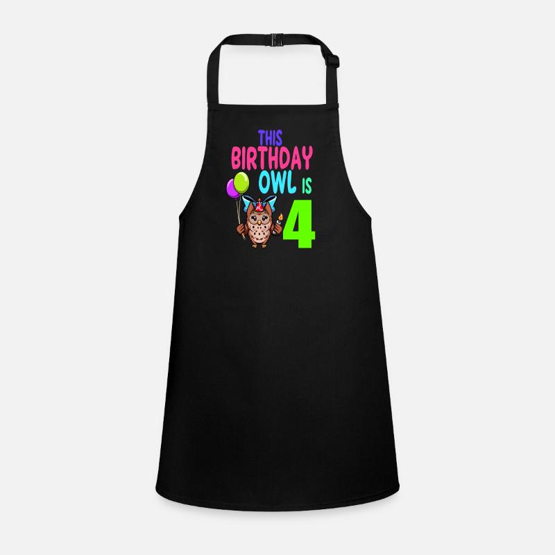 Eule Geburtstag Kinder Mädchen 4. Geburtstag Eulenliebhaber Schürze für Kinder