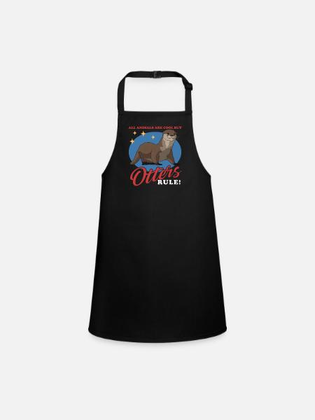Otter Otter Sea Otter Gift - Children's Apron - black - Front