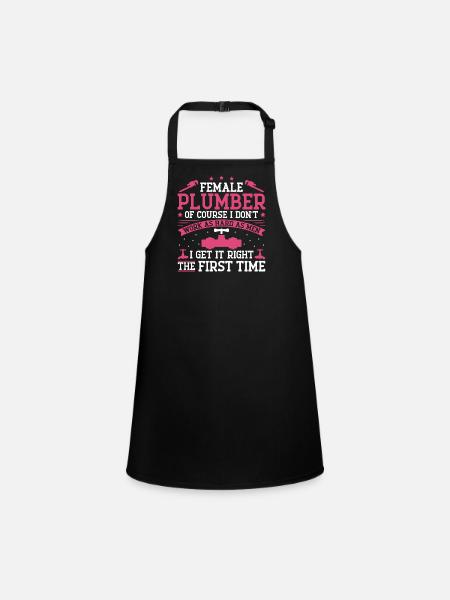 Plumbing Plumber Female Female - Children's Apron - black - Front