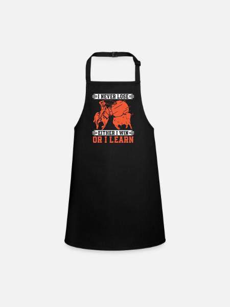 Steer Wrestling I Never Lose Rodeo Tie Down Roping - Tablier Enfant - noir - Devant