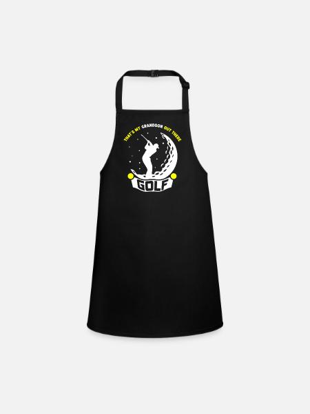 This is my grandson out there playing golf - Children's Apron - black - Front