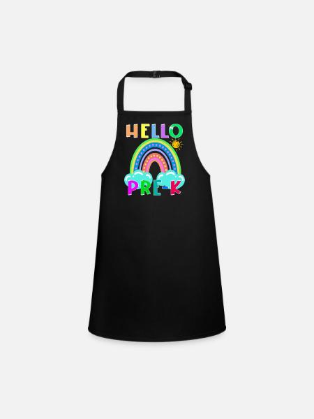 Bonjour PRE-K Boho Rainbow Team Vibes Retour à l’école - Tablier Enfant - noir - Devant