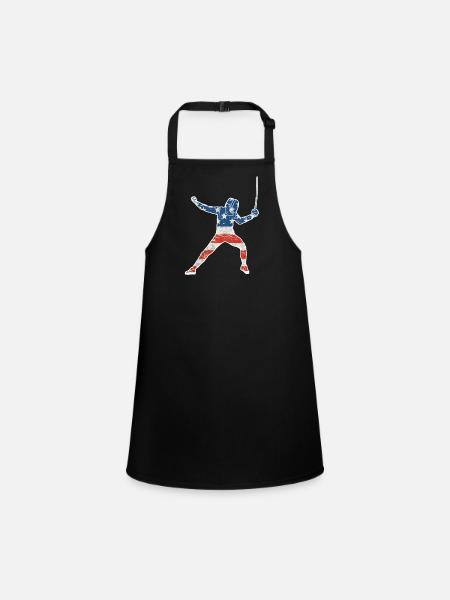 American Flag Fencing T-shirt Fencing Sabre - Children's Apron - black - Front