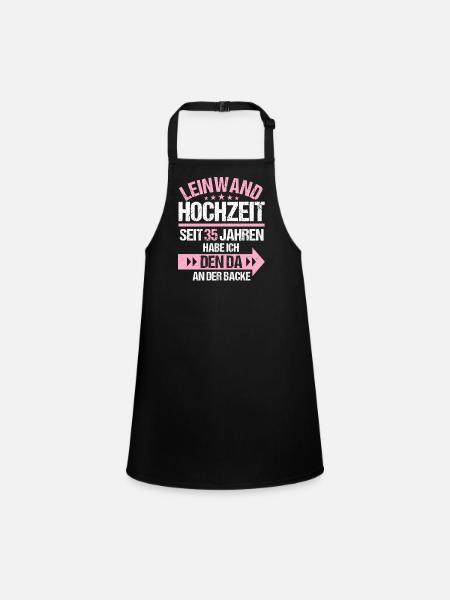 35 verheiratet Leinwand Hochzeit 35.Hochzeitstag - Schürze für Kinder - Schwarz - Vorne