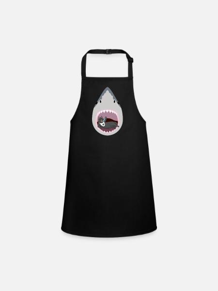 Chat mangeur de requins - Tablier Enfant - noir - Devant