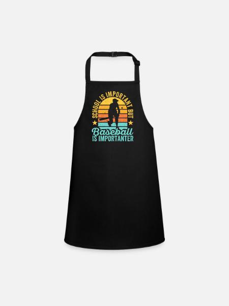 School Matters Baseball Importanter Funny - Children's Apron - black - Front