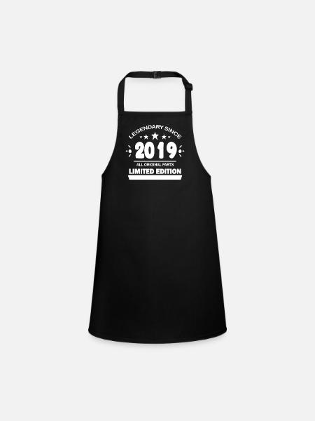 2019 - Jahrgang 2019 - Baujahr 2019 Spruch - Schürze für Kinder - Schwarz - Vorne