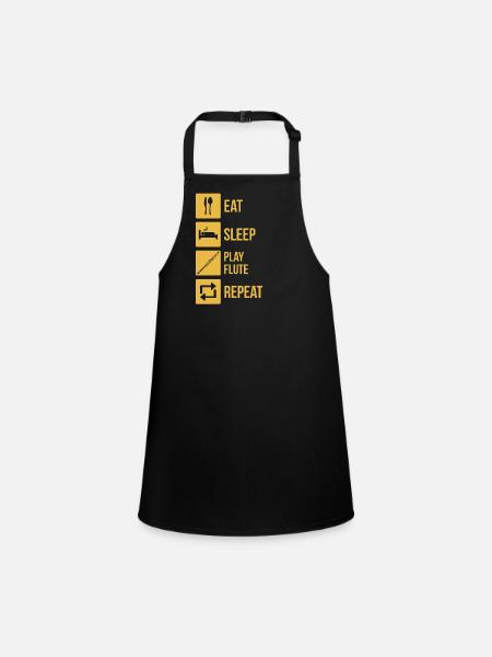 Flute Flute player Flutist - Children's Apron - black - Front