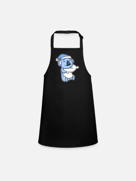 Koala with pillow and sleeping cap - Children's Apron - black - Front