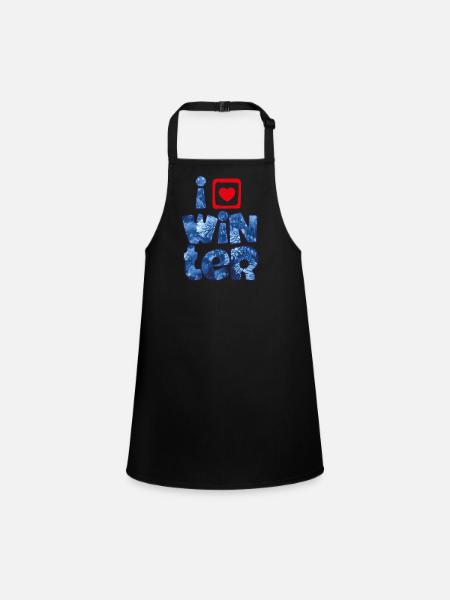Winter mots with snowflakes for fans of winter - Children's Apron - black - Front