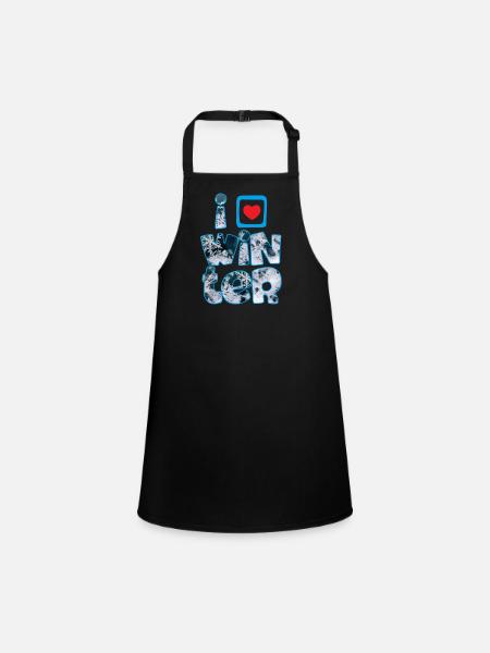 Winter mots with snowflakes for fans of winter - Children's Apron - black - Front