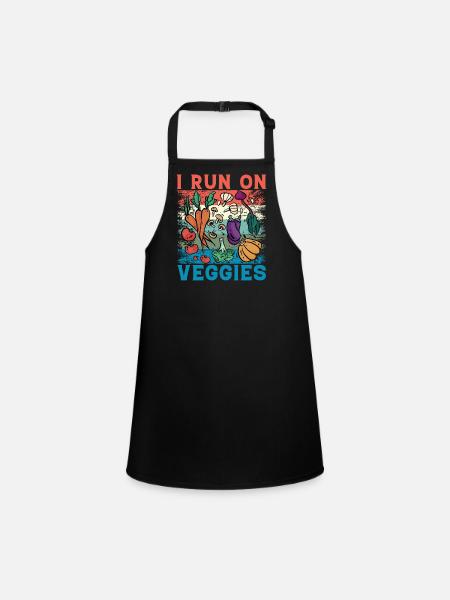 Je cours sur Veggies Vegan - Tablier Enfant - noir - Devant