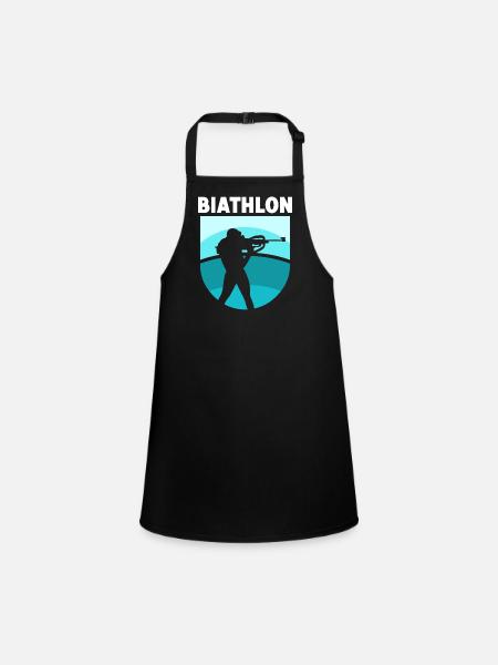 Biathlon Biathlon Biathlète Sport Biathlète - Tablier Enfant - noir - Devant