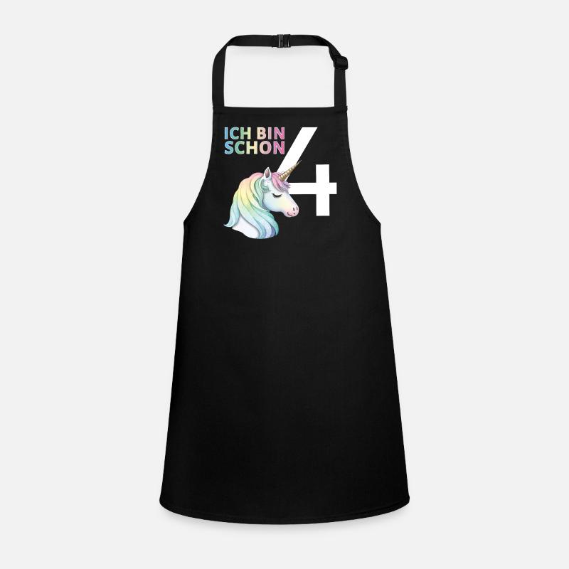 Ich bin schon 4 Einhorn Regenbogen Geburtstag Schürze für Kinder