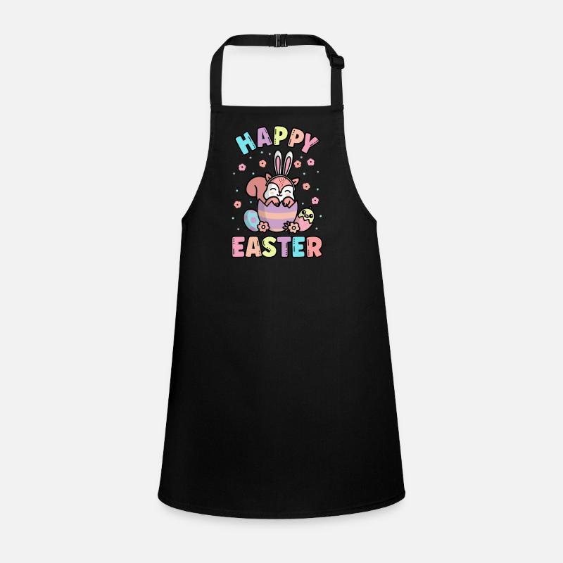 Happy Easter Squirrel With Rabbit Ears Spring Children's Apron