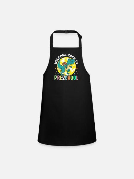 Welcome Back to Preschool Back to School - Children's Apron - black - Front