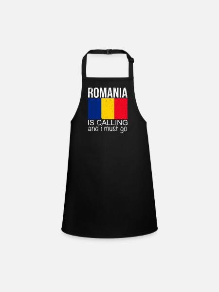 Roumanie Citation - Tablier Enfant - noir - Devant