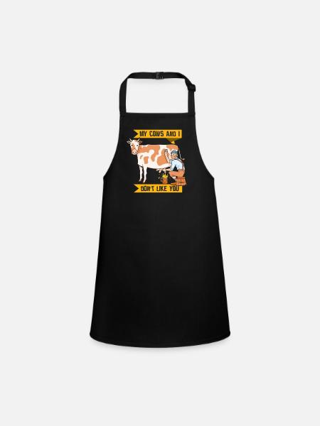 My cows and I don't like you Dairy cow Cow - Children's Apron - black - Front