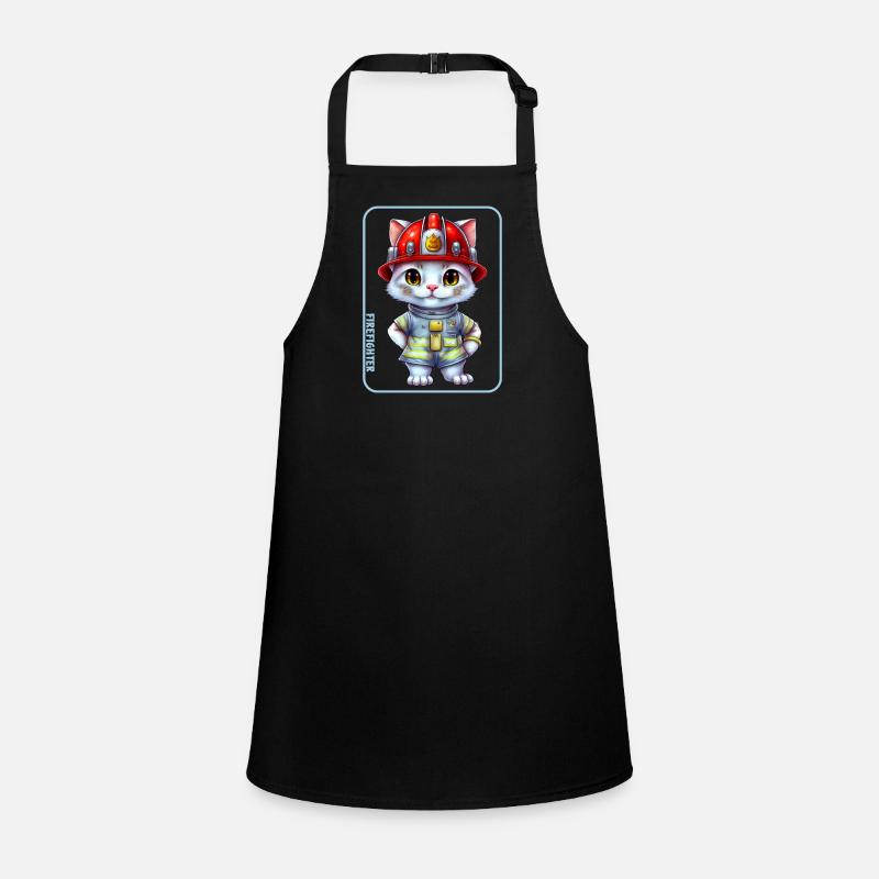 Firefighter, cat lover - Children's Apron - black