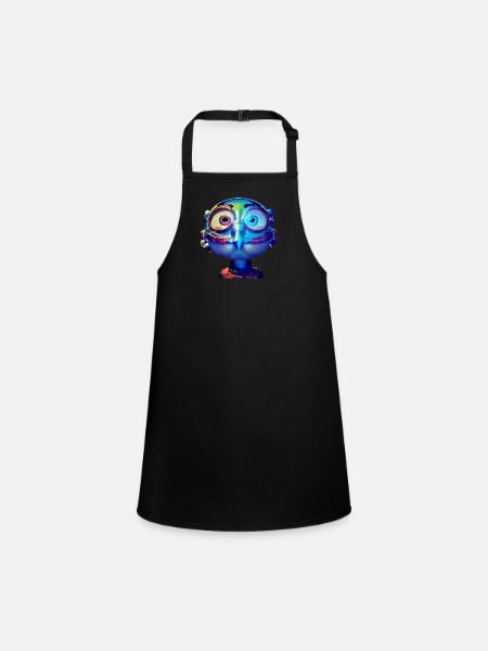 Poulet poule Cyborg bleu - Tablier Enfant - noir - Devant