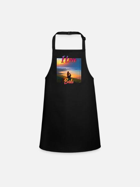 Bali sunset with declaration of love - Children's Apron - black - Front