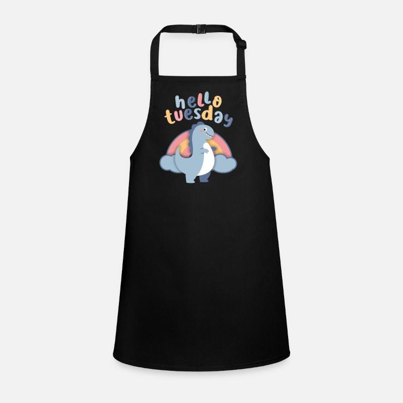 Kawaii Dinosaurier, Regebogen Hello-Tuesday Spruch Schürze für Kinder