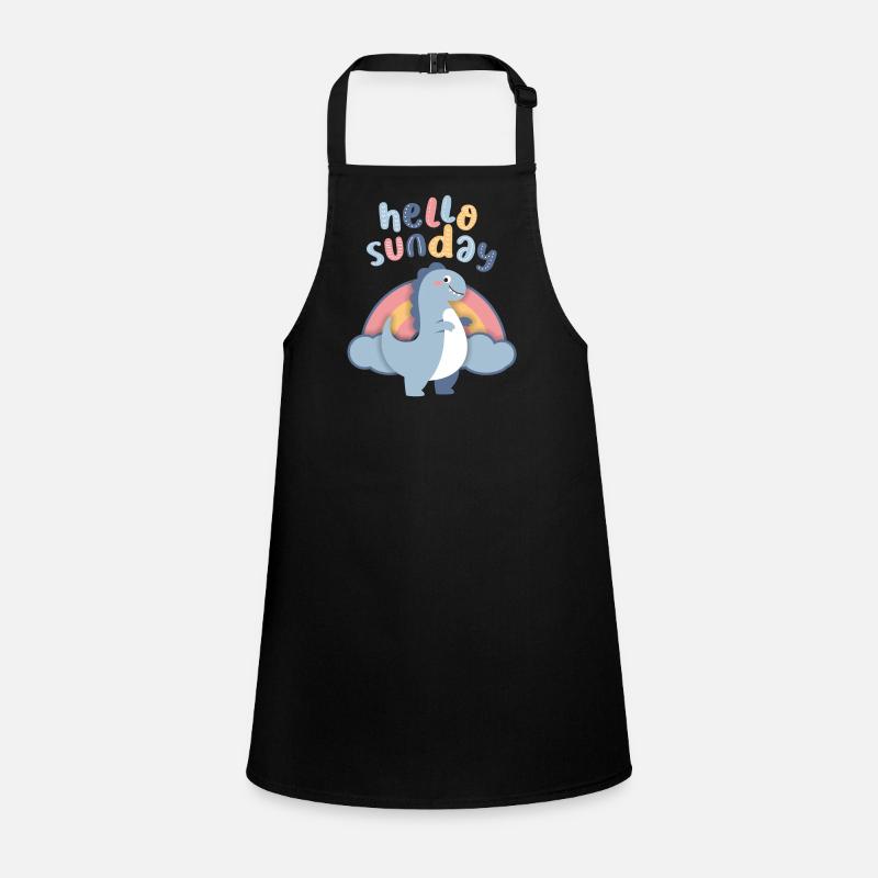 Kawaii dinosaurs. Rainbow Hello-Sunday Saying Children's Apron