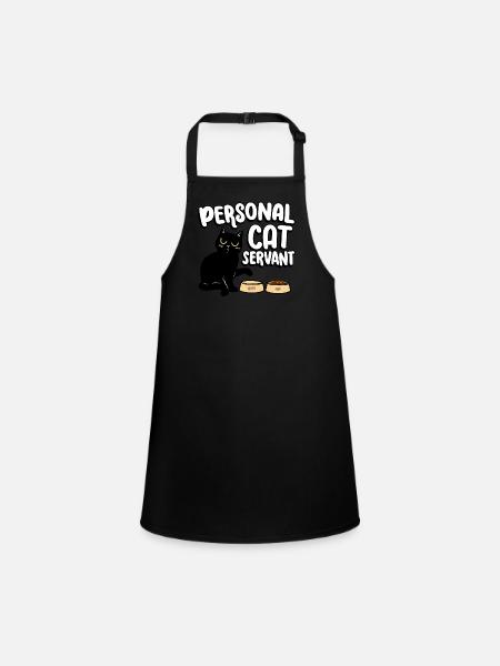 Chat personnel serviteur chat mangeur de nourriture pour chat - Tablier Enfant - noir - Devant