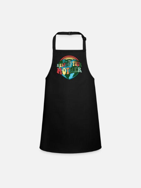 Earth Hour Earth Day Respect Mother Earth - Children's Apron - black - Front