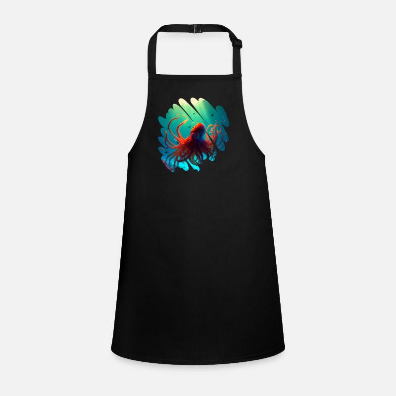 Ocean animals, orange beautiful octopus - Children's Apron - black