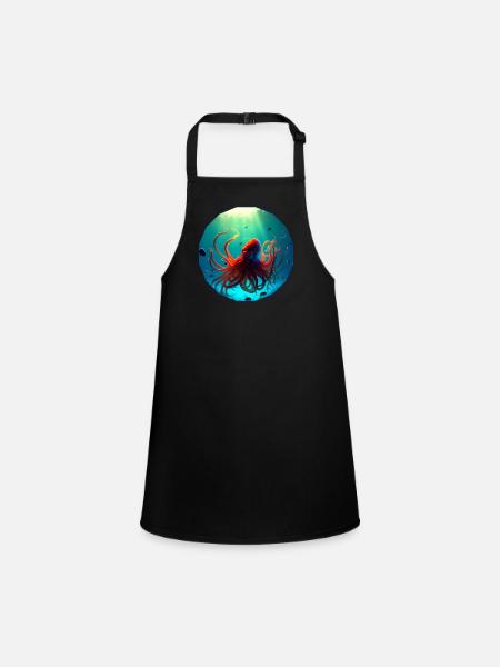 Ocean animals, beautiful octopus - Children's Apron - black - Front