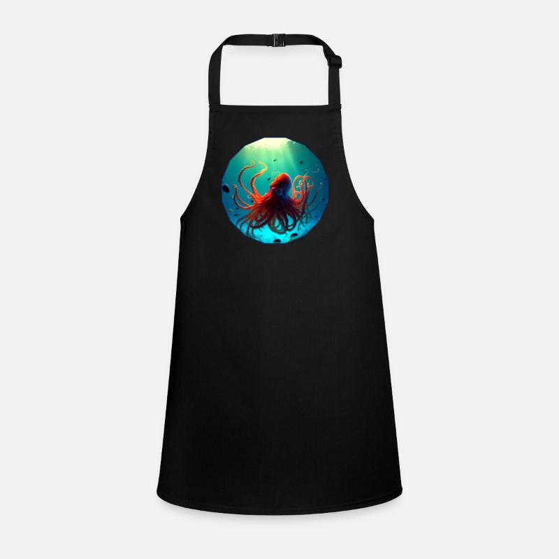 Ocean animals, beautiful octopus - Children's Apron - black