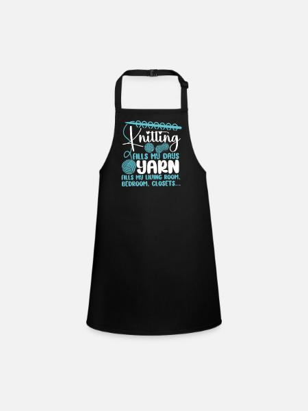 Knitting Knitter Knitting Fills My - Children's Apron - black - Front