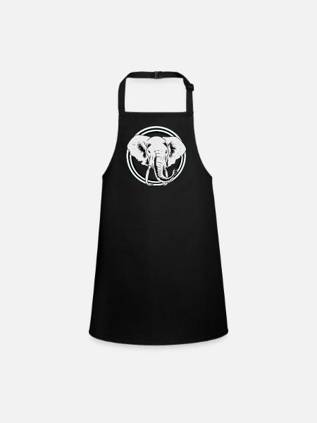 Elephant Africa Elephants Wildlife Zoo Pachyderms - Children's Apron - black - Front