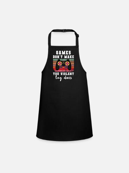 Games don't make violent lag does funny gamer - Children's Apron - black - Front