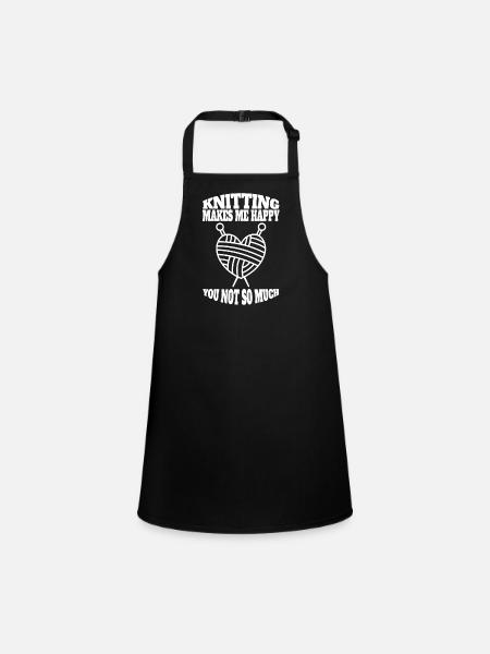Knitting Seamstress Knitter Crochet Tailor - Children's Apron - black - Front
