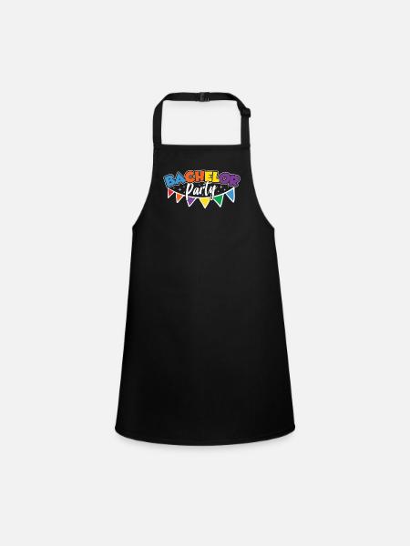 Junggesellenabschied Junggeselle Junggesellin - Schürze für Kinder - Schwarz - Vorne