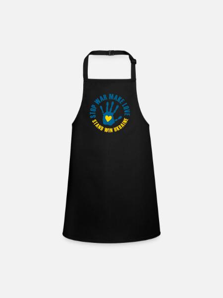 Win Ukraine booth - Children's Apron - black - Front