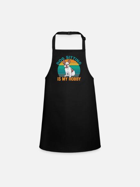 Dog Sitting is My Hobby Dog Sitting Sitter - Children's Apron - black - Front