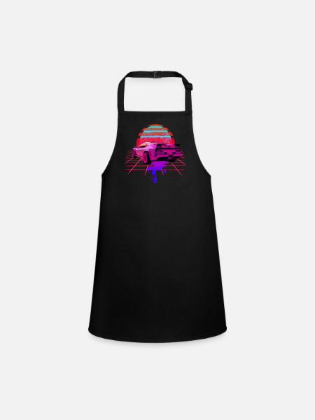 Retro Wave Car 80s Skyline Vaporwave - Tablier Enfant - noir - Devant
