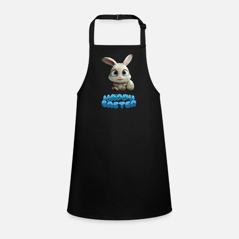 Funny Cute Happy Easter Bunny - Children's Apron - black