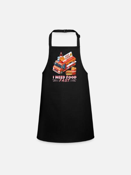 Fast Food, Street Food, Fast Food Street-Food Truck - Children's Apron - black - Front